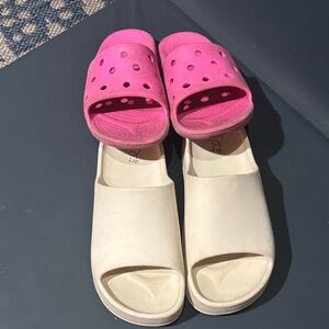 Pink and White Girls Slide Sandals